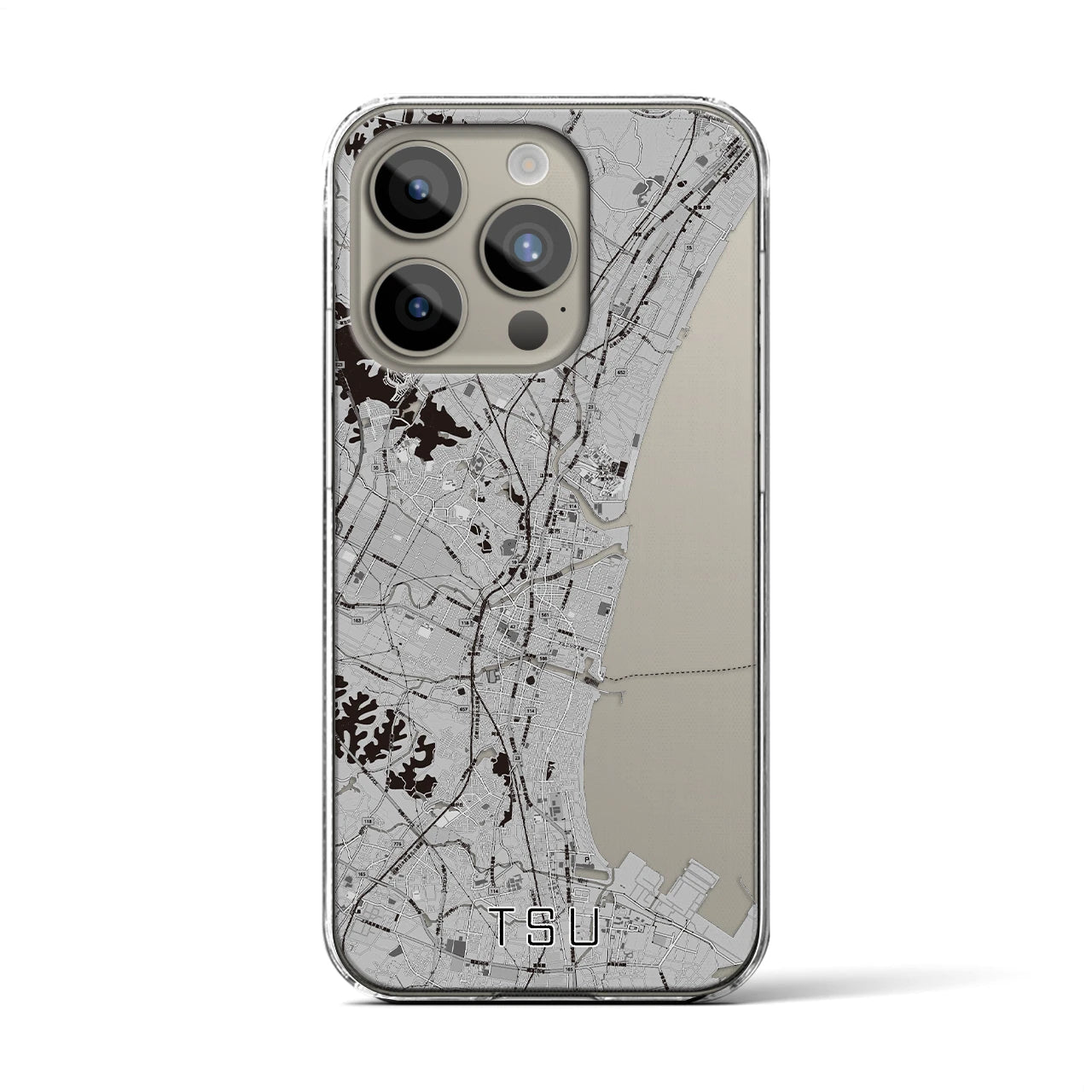 【津(三重県)】地図柄iPhoneケース(クリアタイプ)