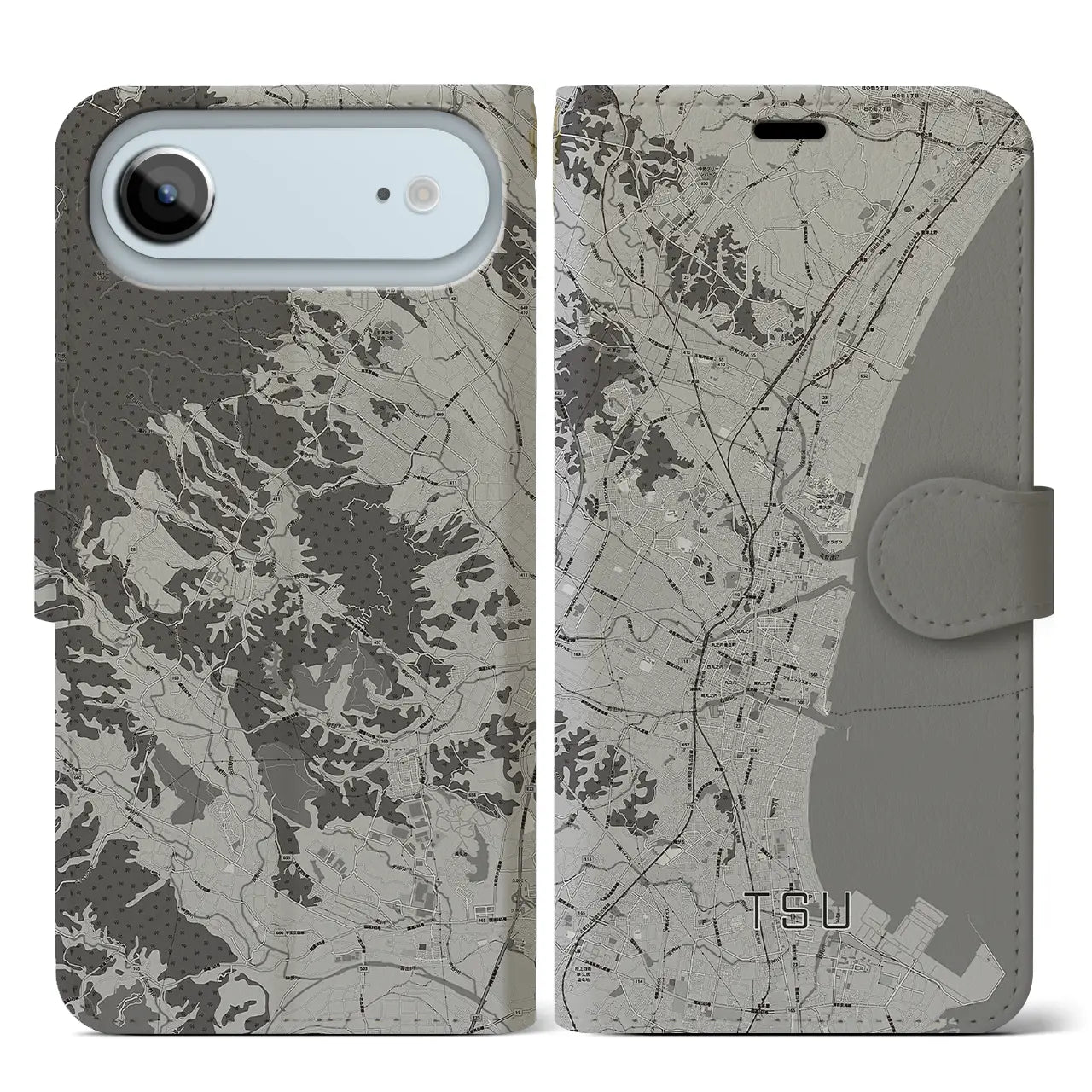 【津(三重県)】地図柄iPhoneケース(手帳タイプ)