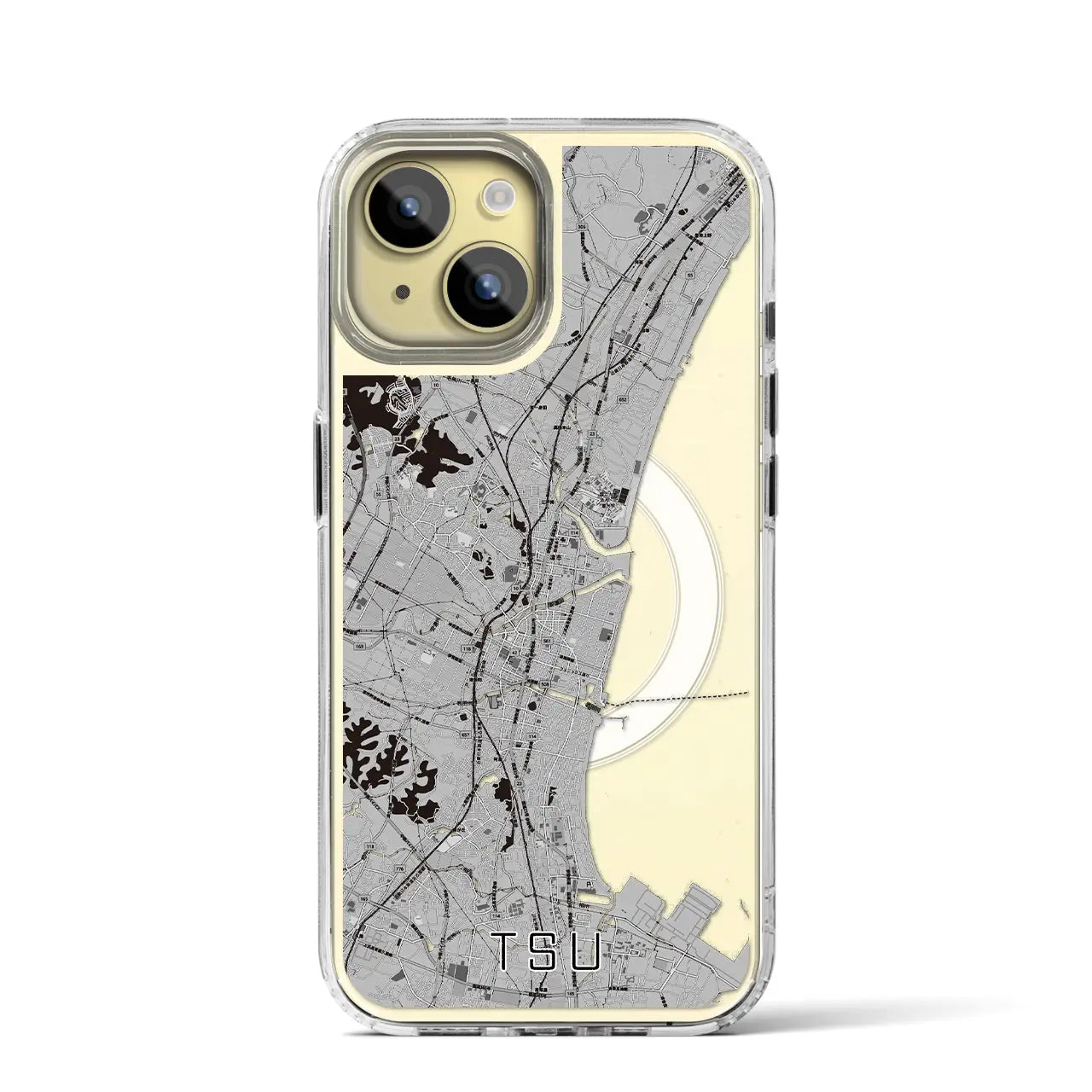 【津(三重県)】地図柄iPhoneケース(MagSafeタイプ)