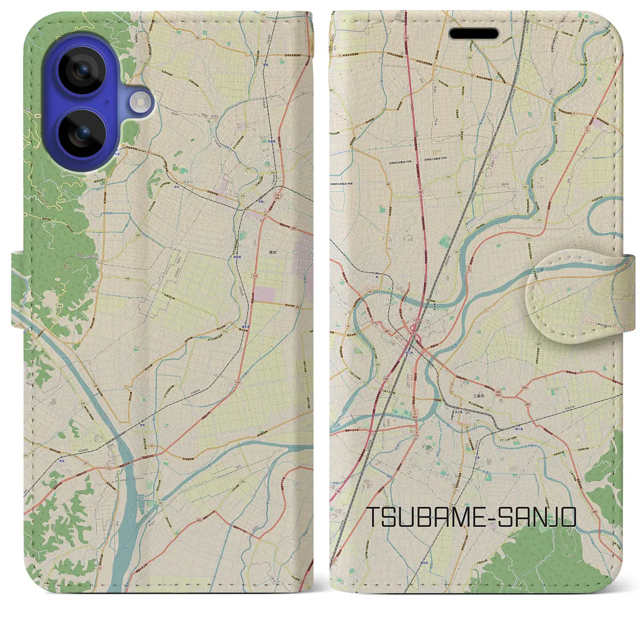 【燕三条(新潟県)】地図柄iPhoneケース(手帳タイプ)ナチュラル・iPhone 16 Pro Max 用