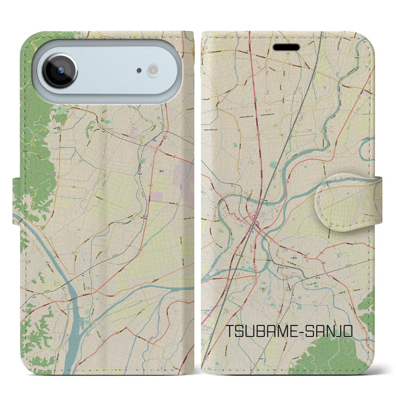 【燕三条(新潟県)】地図柄iPhoneケース(手帳タイプ)モノトーン・iPhone 17 Pro Max 用