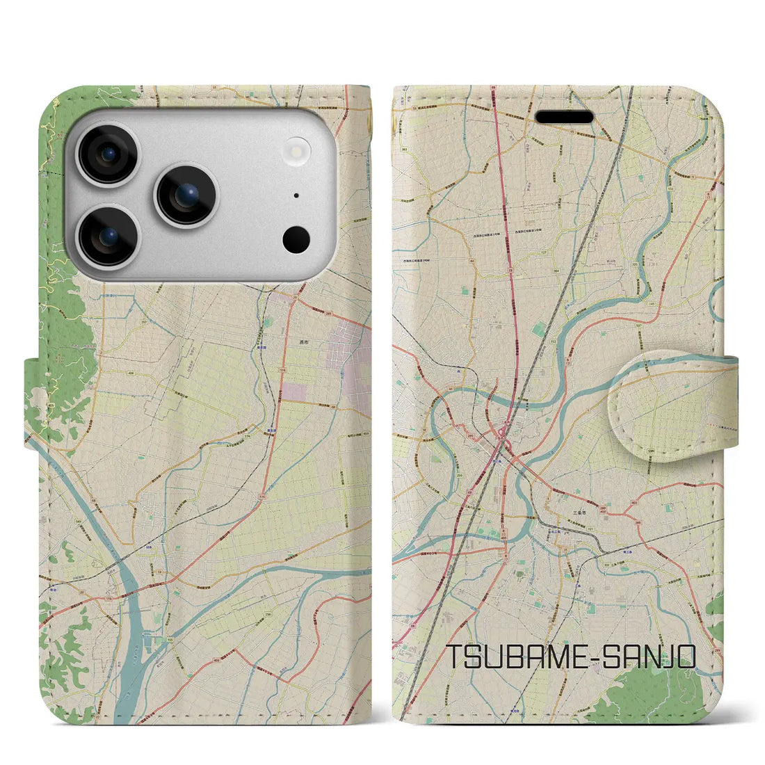 【燕三条(新潟県)】地図柄iPhoneケース(手帳タイプ)ナチュラル・iPhone 17 Pro Max 用