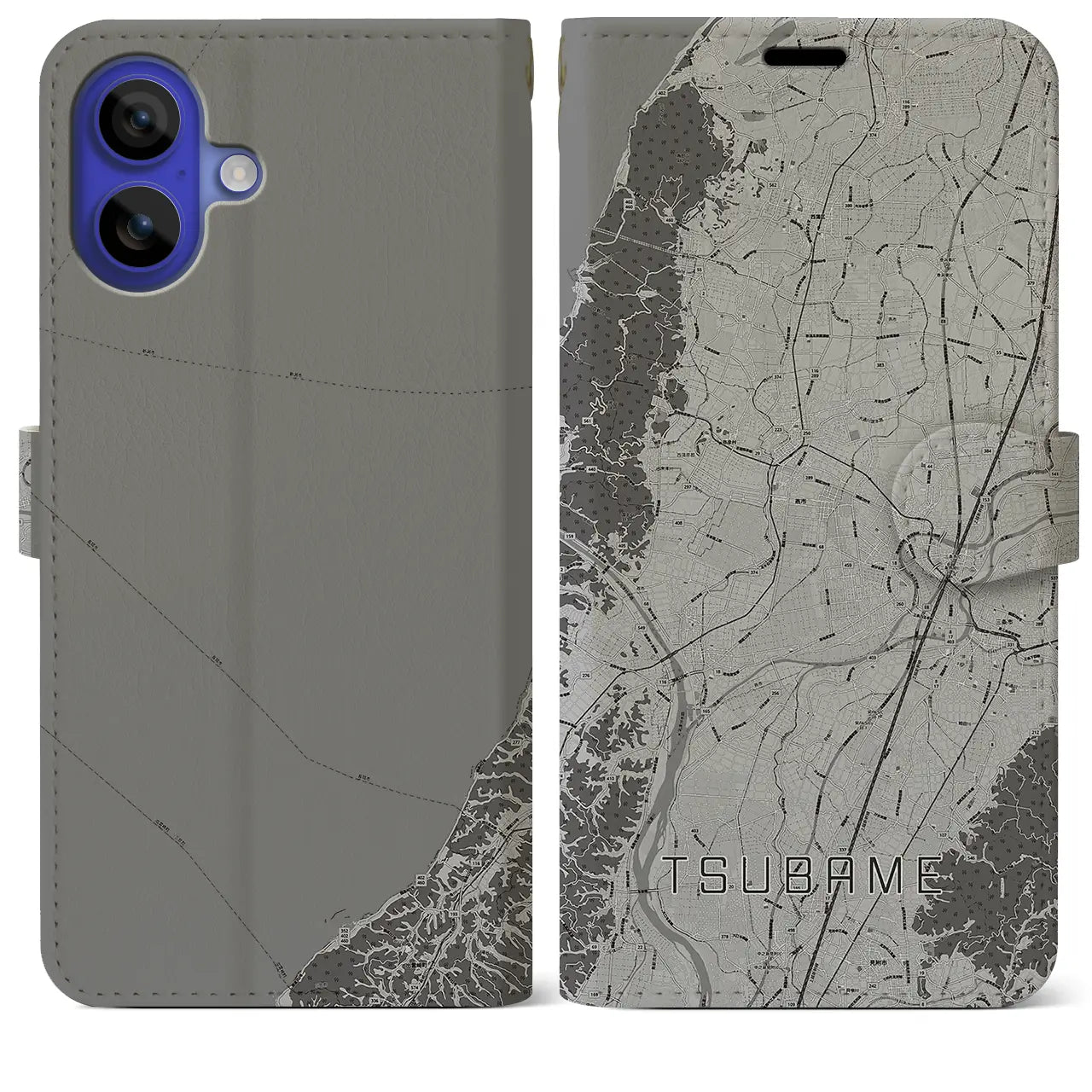 【燕(新潟県)】地図柄iPhoneケース(手帳タイプ)モノトーン・iPhone 16 Pro Max 用