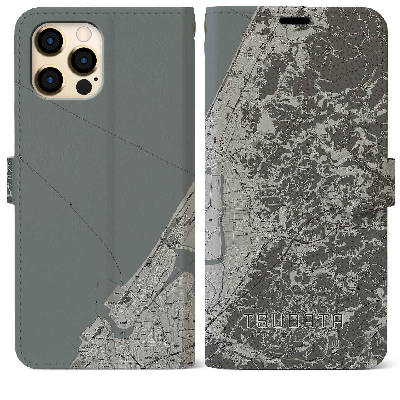 【津幡(石川県)】地図柄iPhoneケース(手帳タイプ)