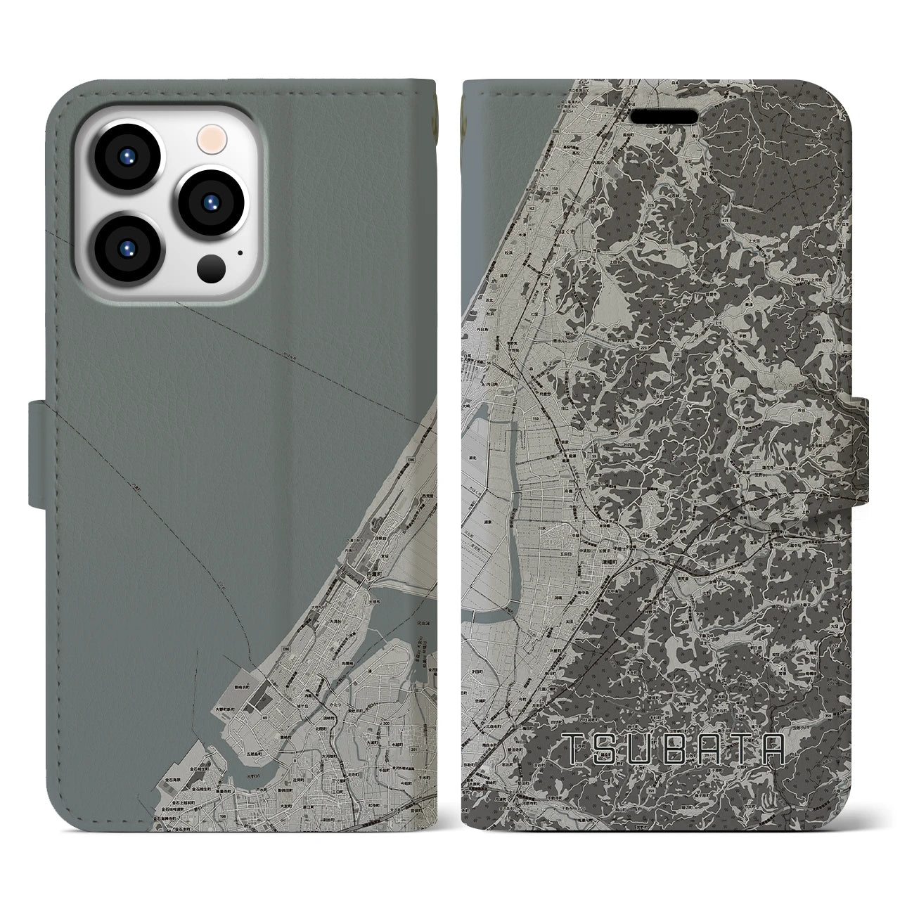 【津幡(石川県)】地図柄iPhoneケース(手帳タイプ)