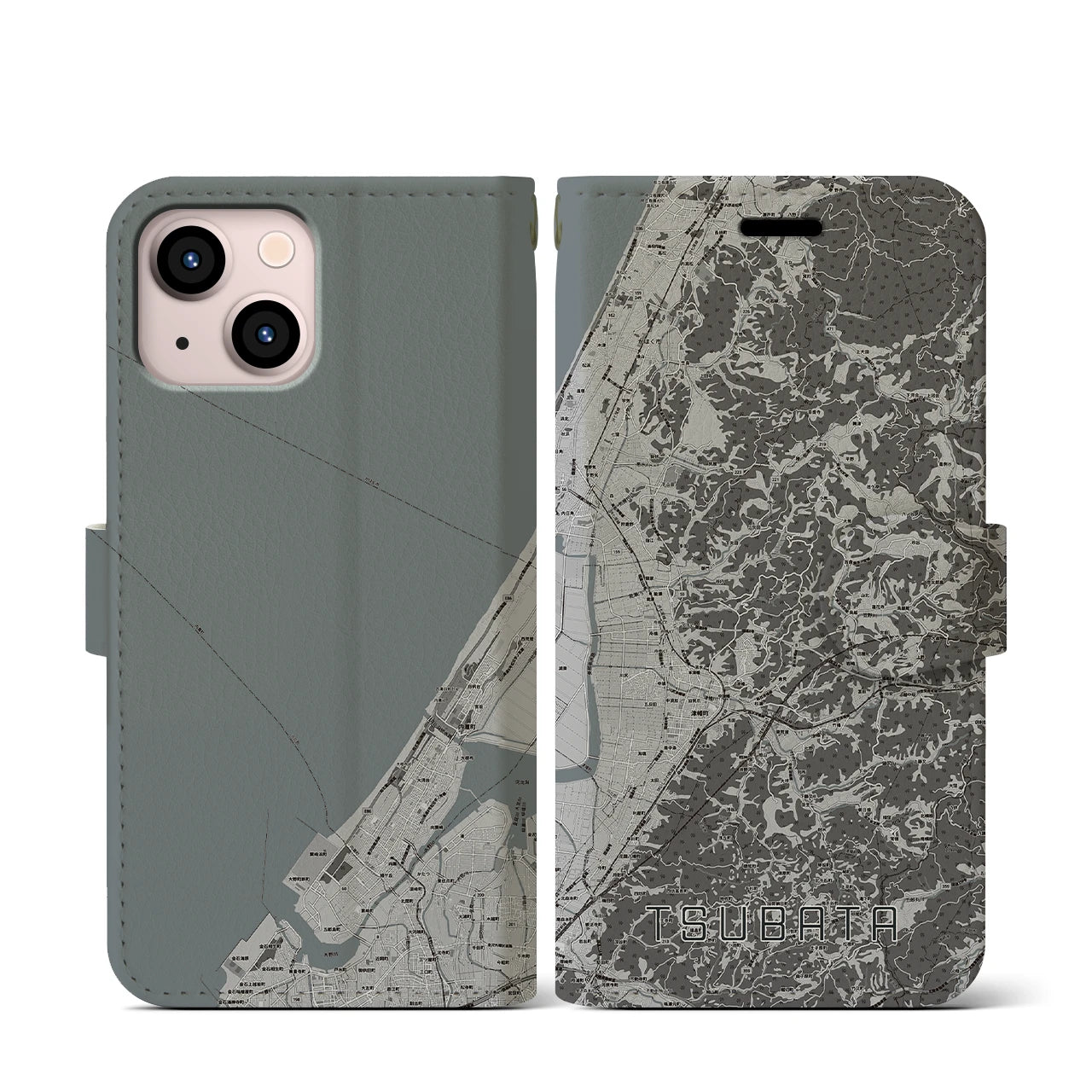 【津幡(石川県)】地図柄iPhoneケース(手帳タイプ)