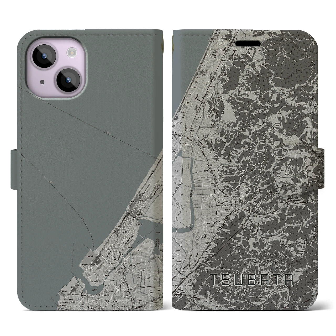 【津幡(石川県)】地図柄iPhoneケース(手帳タイプ)