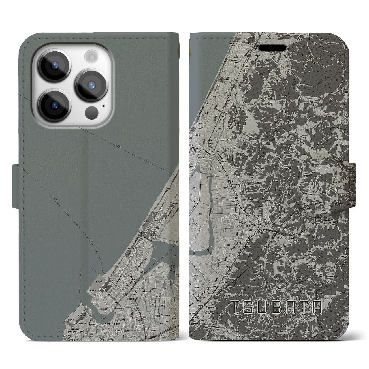 【津幡(石川県)】地図柄iPhoneケース(手帳タイプ)