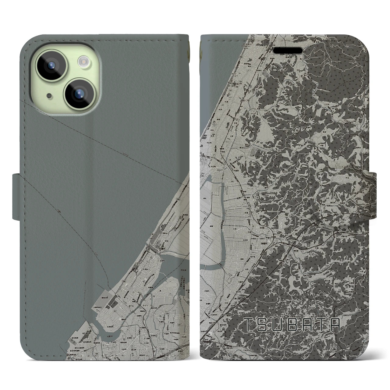 【津幡(石川県)】地図柄iPhoneケース(手帳タイプ)