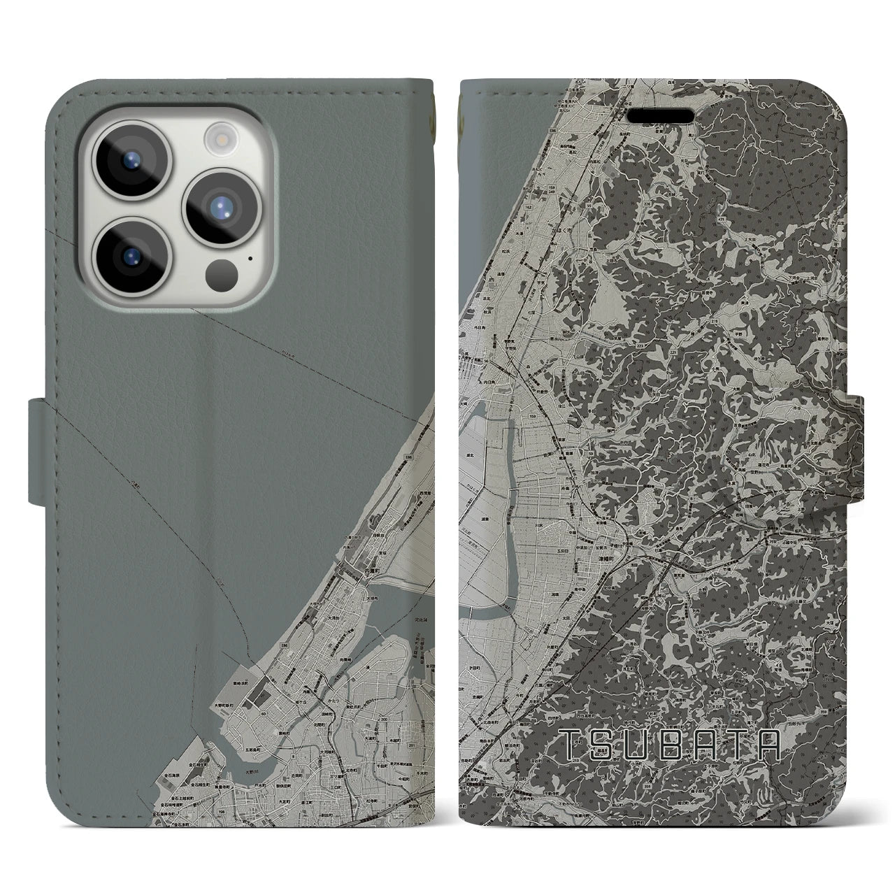 【津幡(石川県)】地図柄iPhoneケース(手帳タイプ)