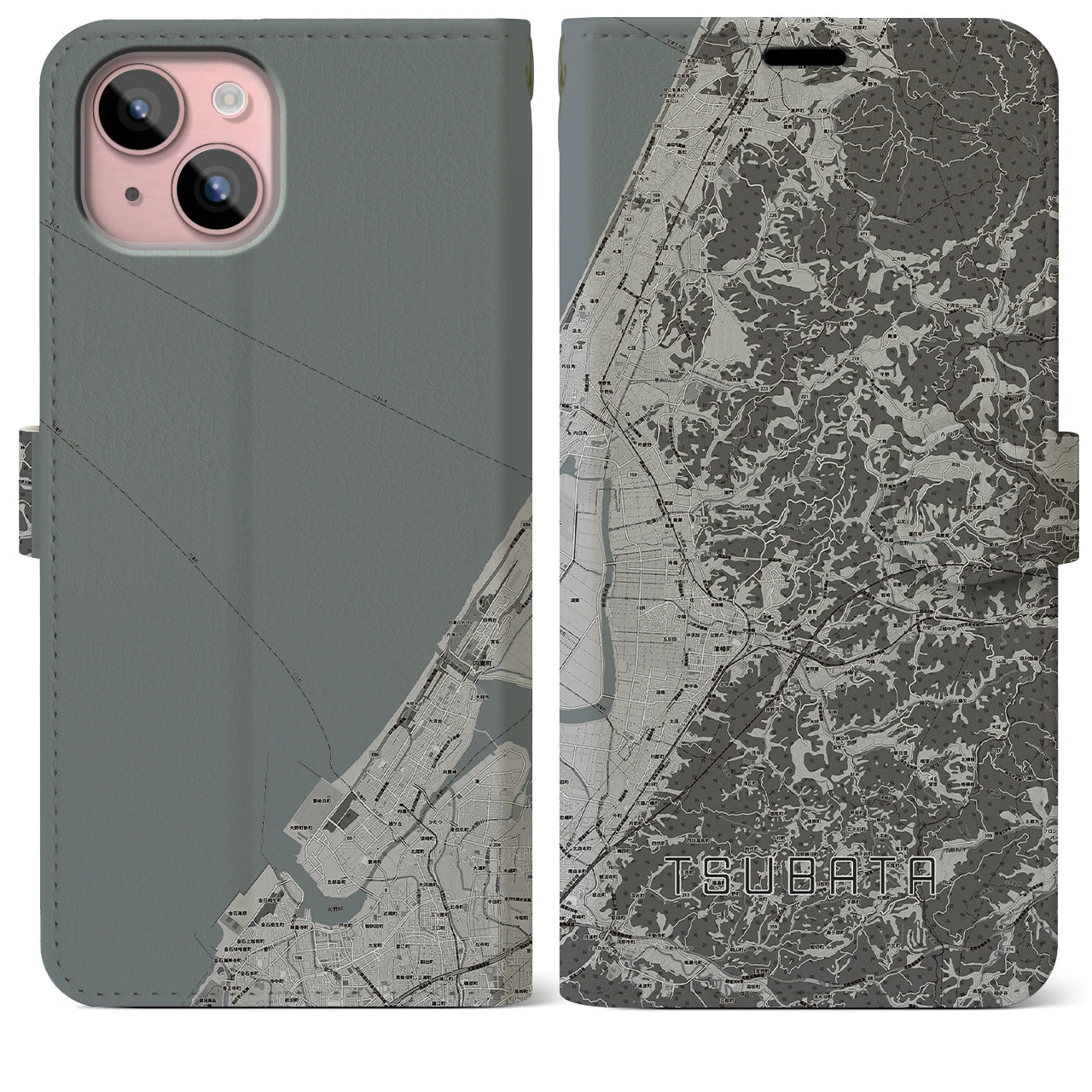 【津幡(石川県)】地図柄iPhoneケース(手帳タイプ)