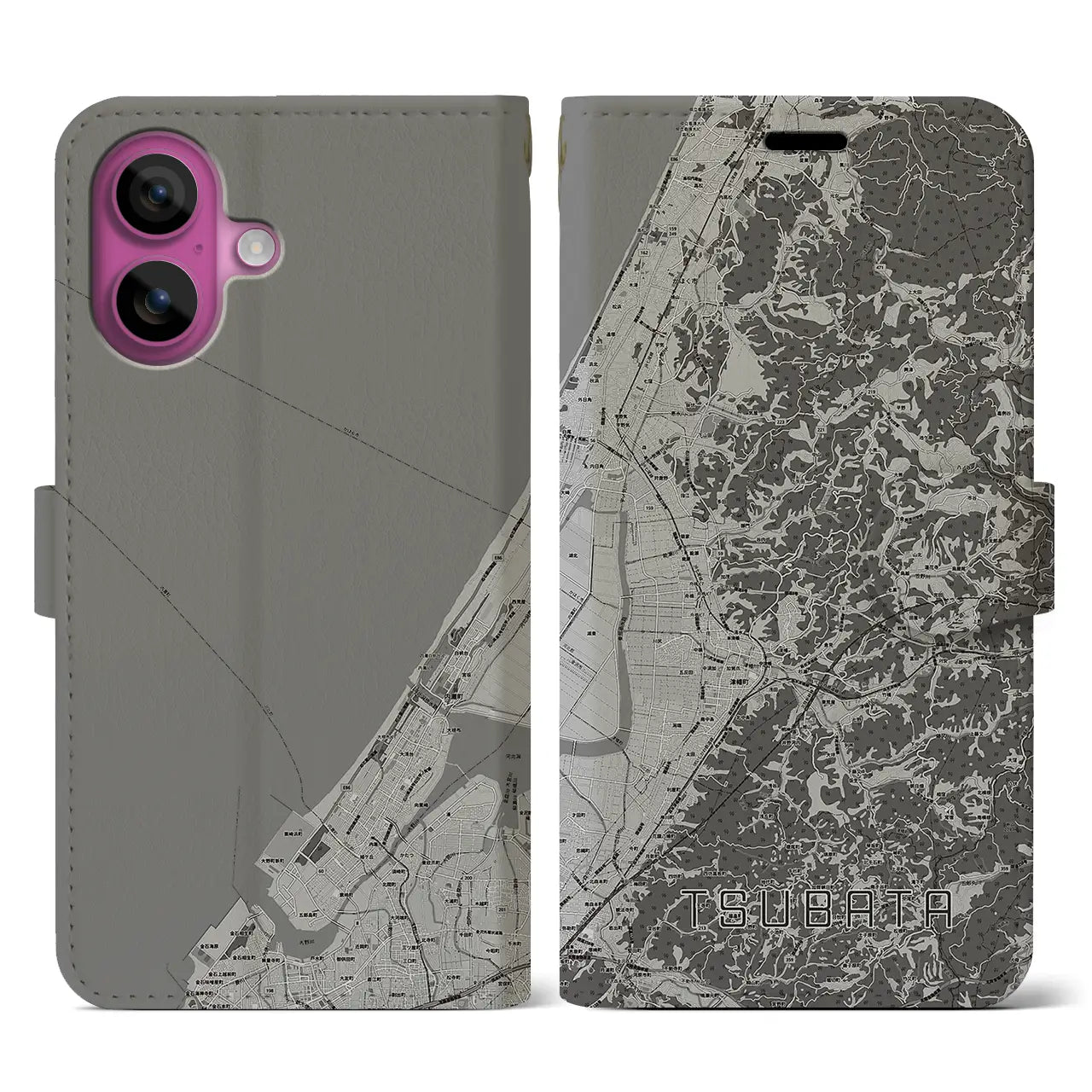 【津幡(石川県)】地図柄iPhoneケース(手帳タイプ)