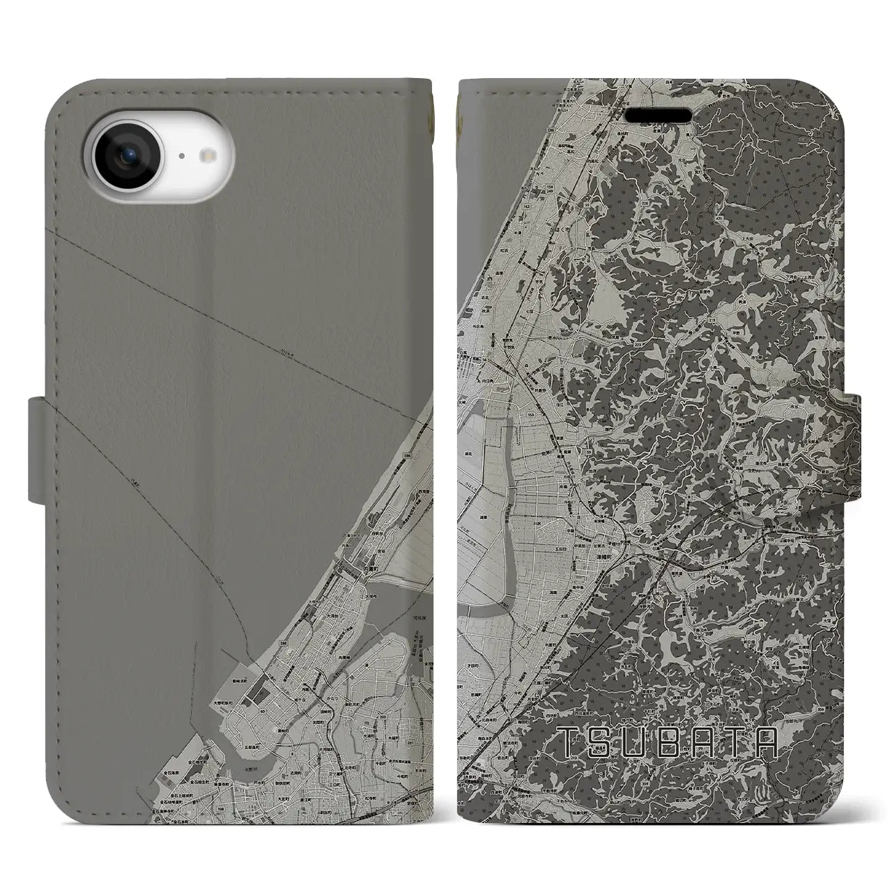 【津幡(石川県)】地図柄iPhoneケース(手帳タイプ)