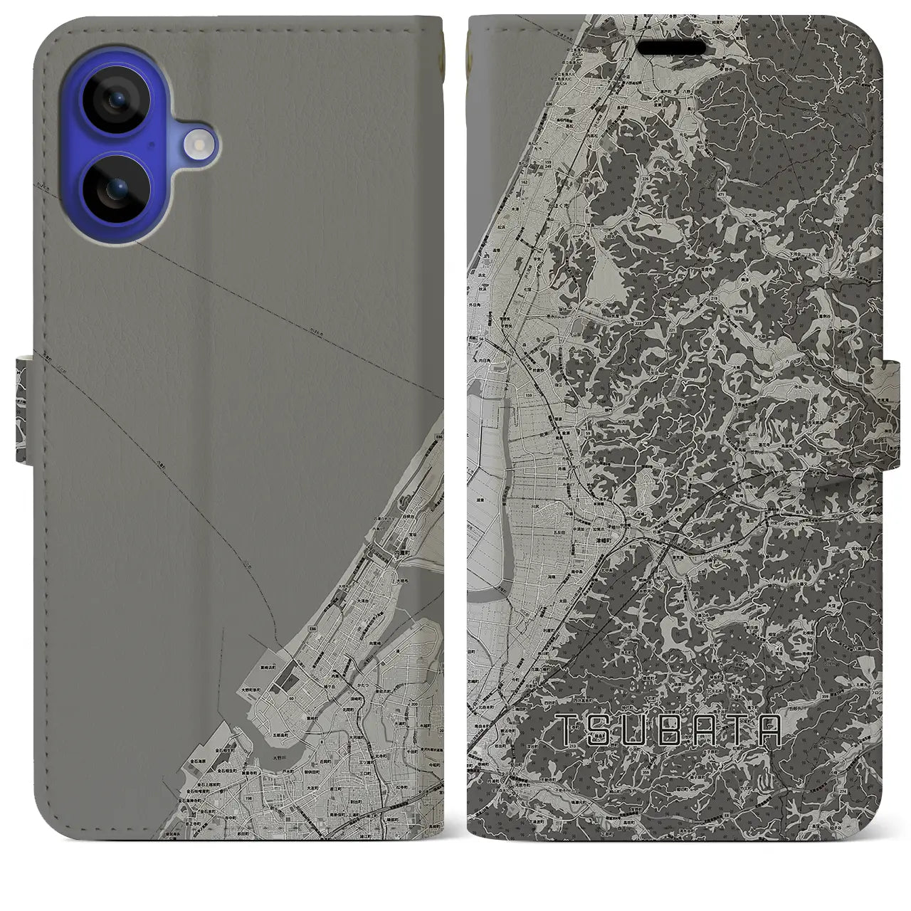 【津幡(石川県)】地図柄iPhoneケース(手帳タイプ)