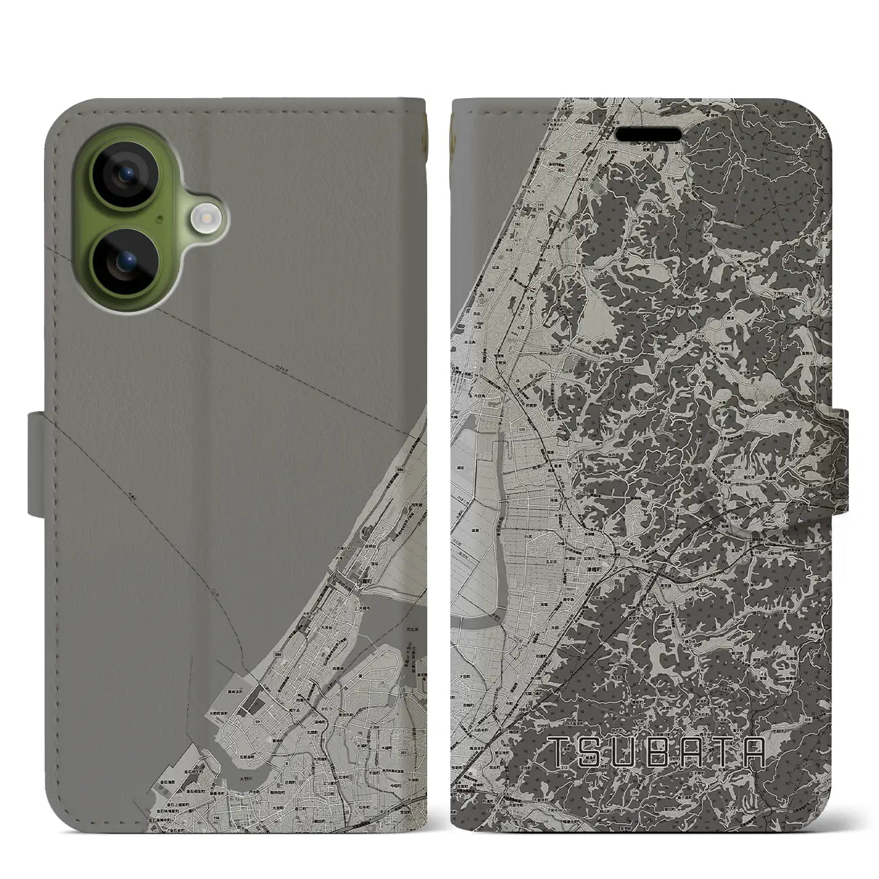 【津幡(石川県)】地図柄iPhoneケース(手帳タイプ)