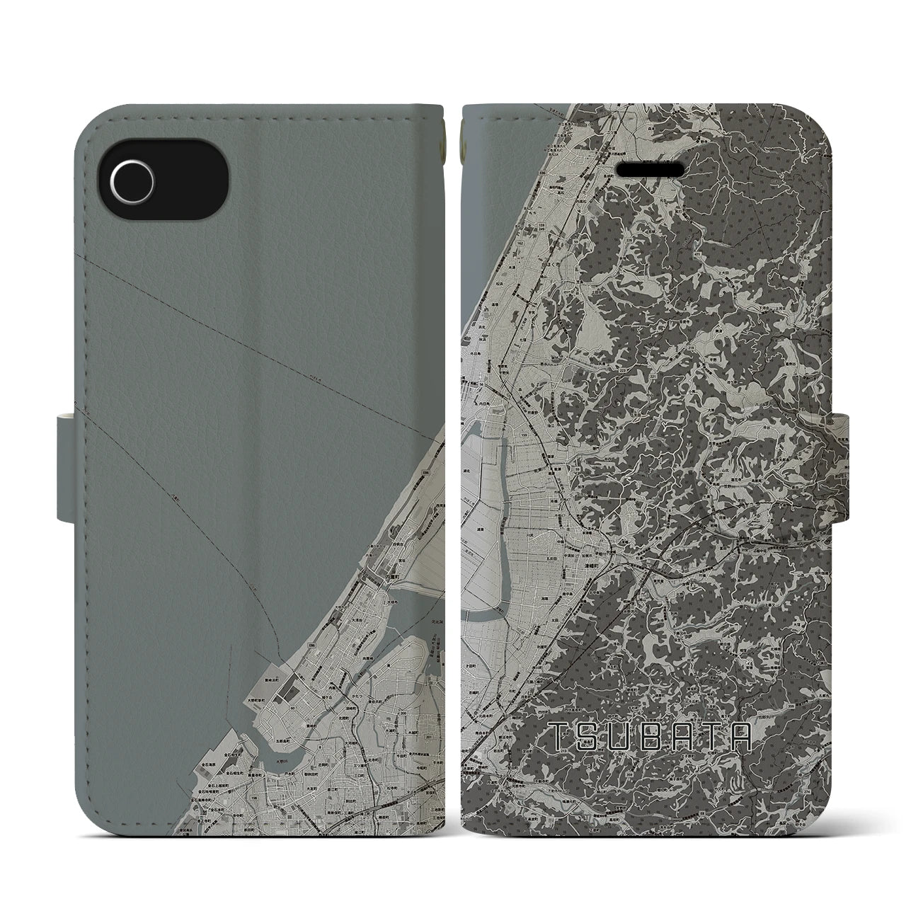 【津幡(石川県)】地図柄iPhoneケース(手帳タイプ)