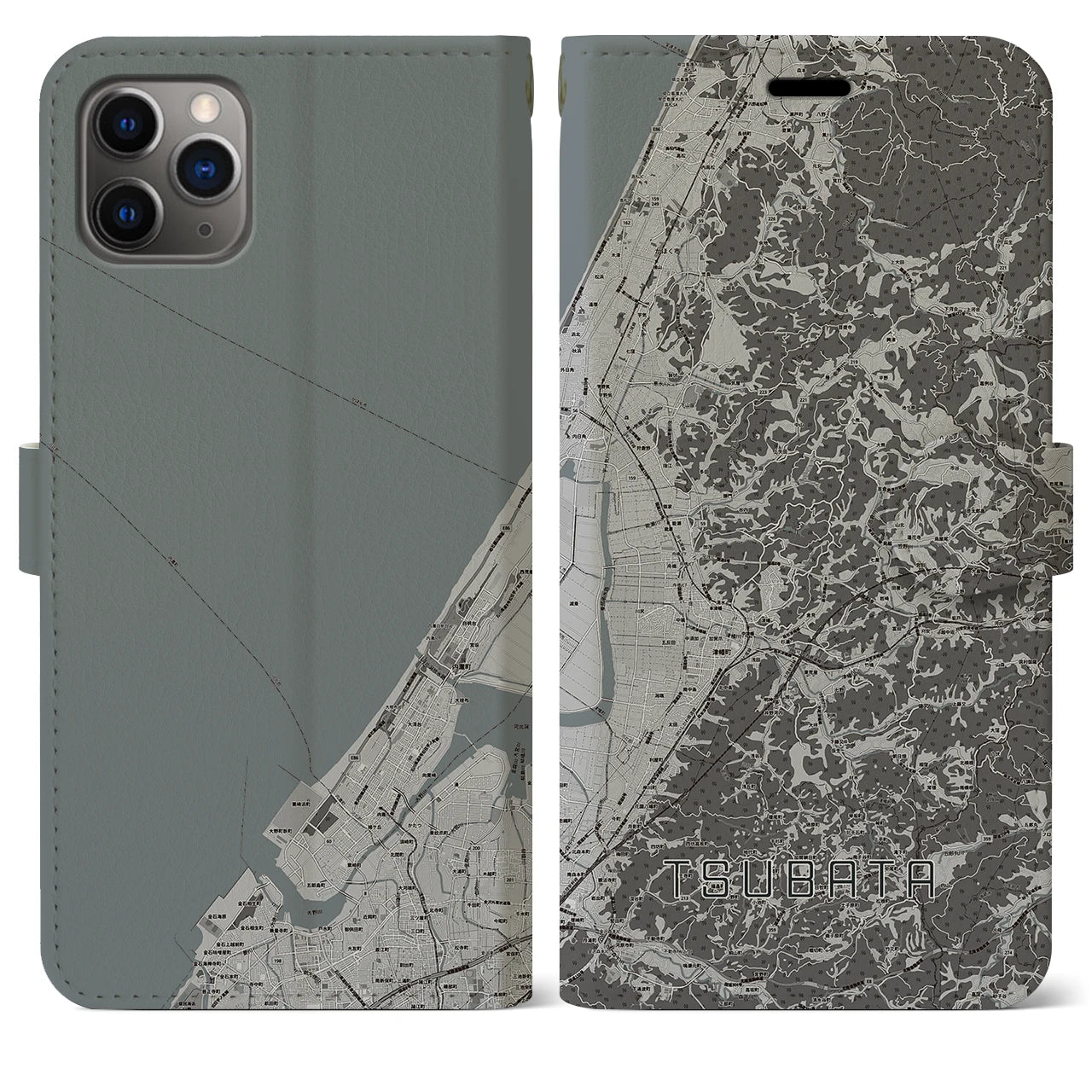 【津幡(石川県)】地図柄iPhoneケース(手帳タイプ)