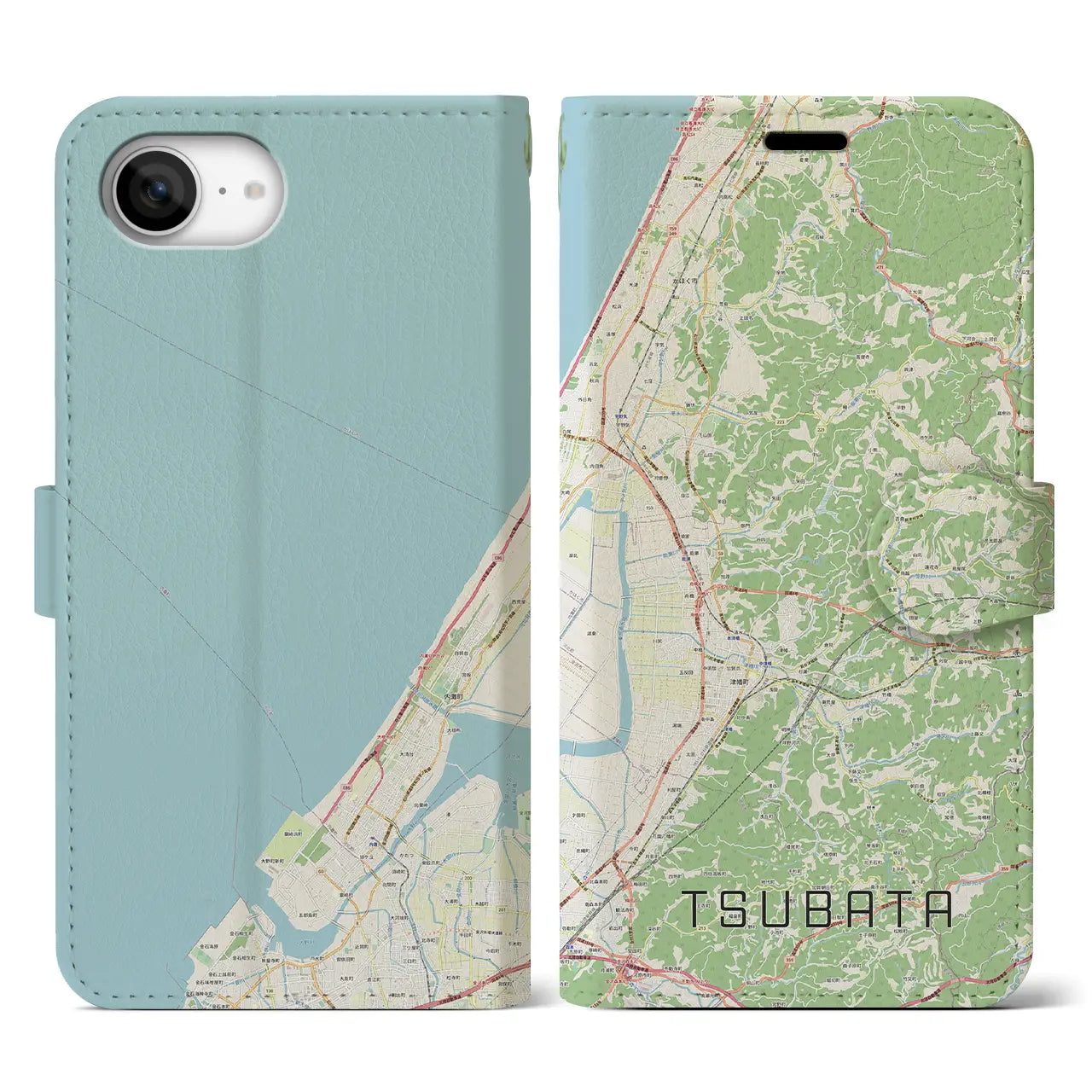 【津幡(石川県)】地図柄iPhoneケース(手帳タイプ)