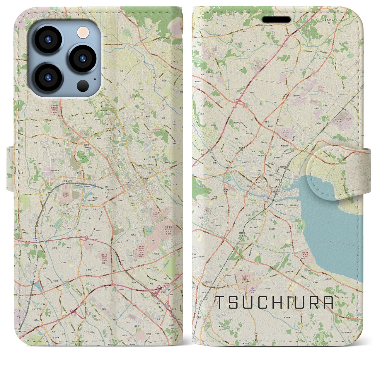 【土浦(茨城県)】地図柄iPhoneケース(手帳タイプ)