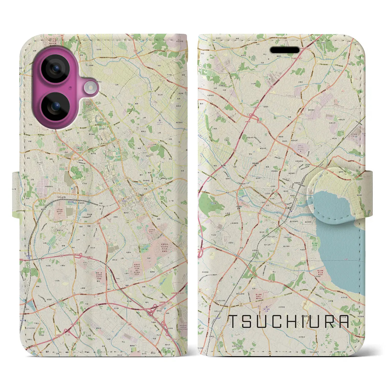 【土浦(茨城県)】地図柄iPhoneケース(手帳タイプ)