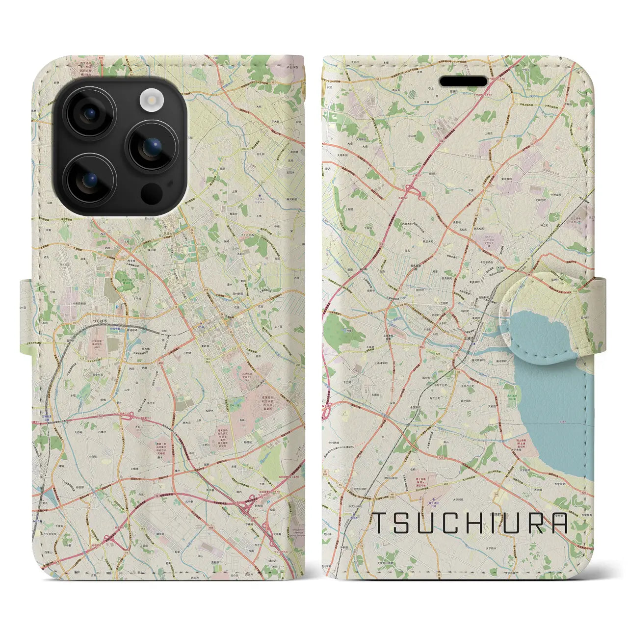 【土浦(茨城県)】地図柄iPhoneケース(手帳タイプ)