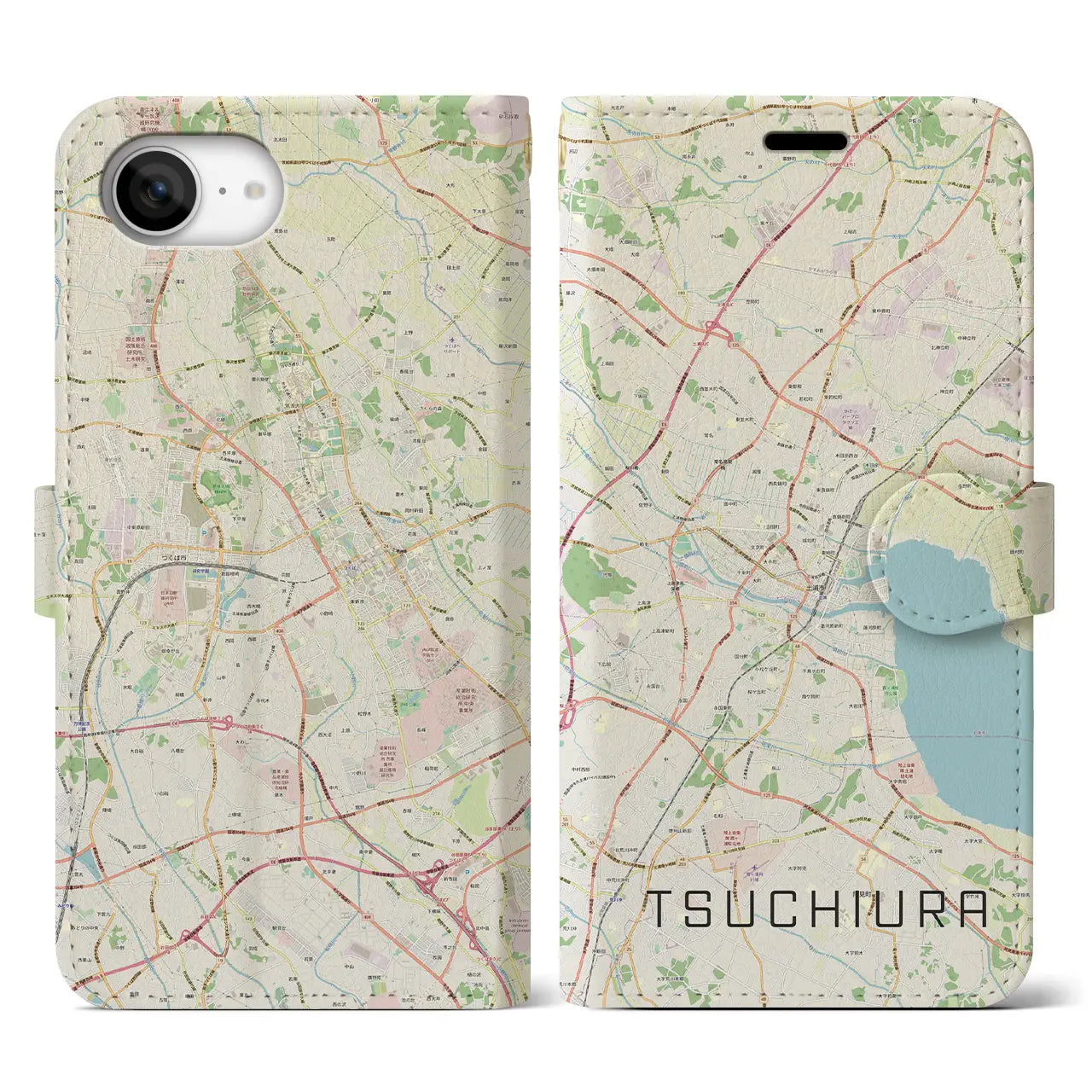 【土浦(茨城県)】地図柄iPhoneケース(手帳タイプ)