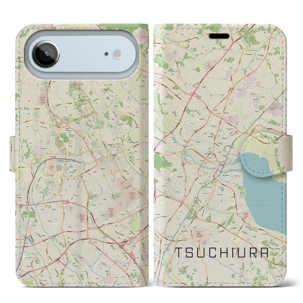 【土浦(茨城県)】地図柄iPhoneケース(手帳タイプ)