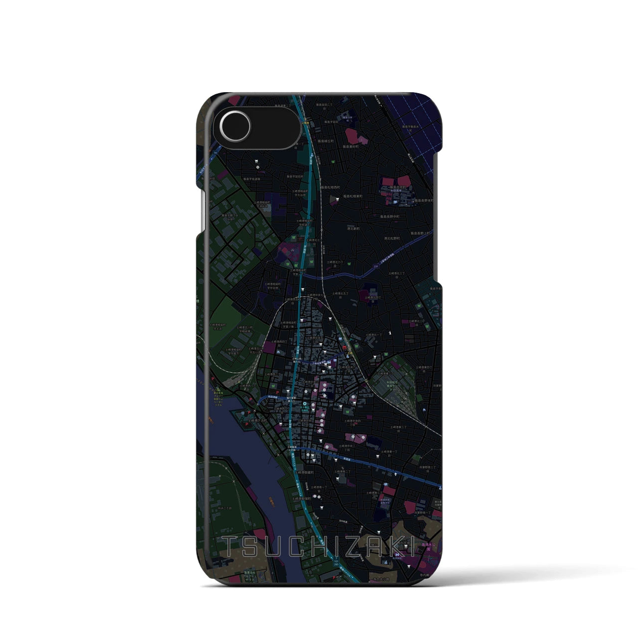 【土崎(秋田県)】地図柄iPhoneケース(バックカバータイプ)