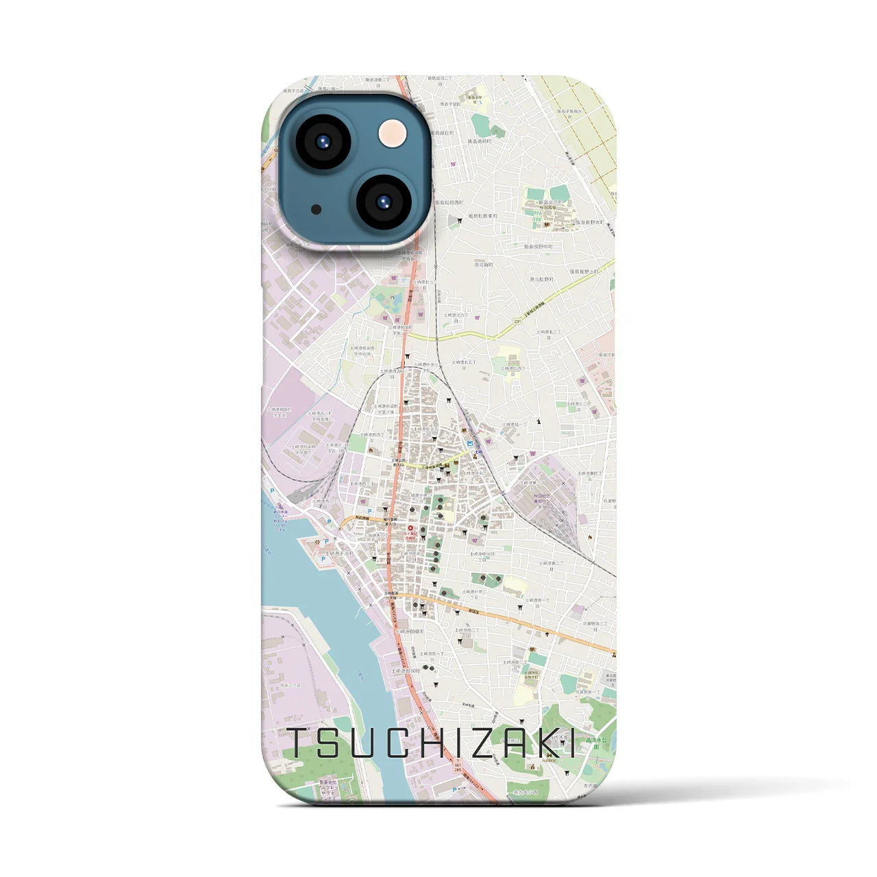 【土崎(秋田県)】地図柄iPhoneケース(バックカバータイプ)