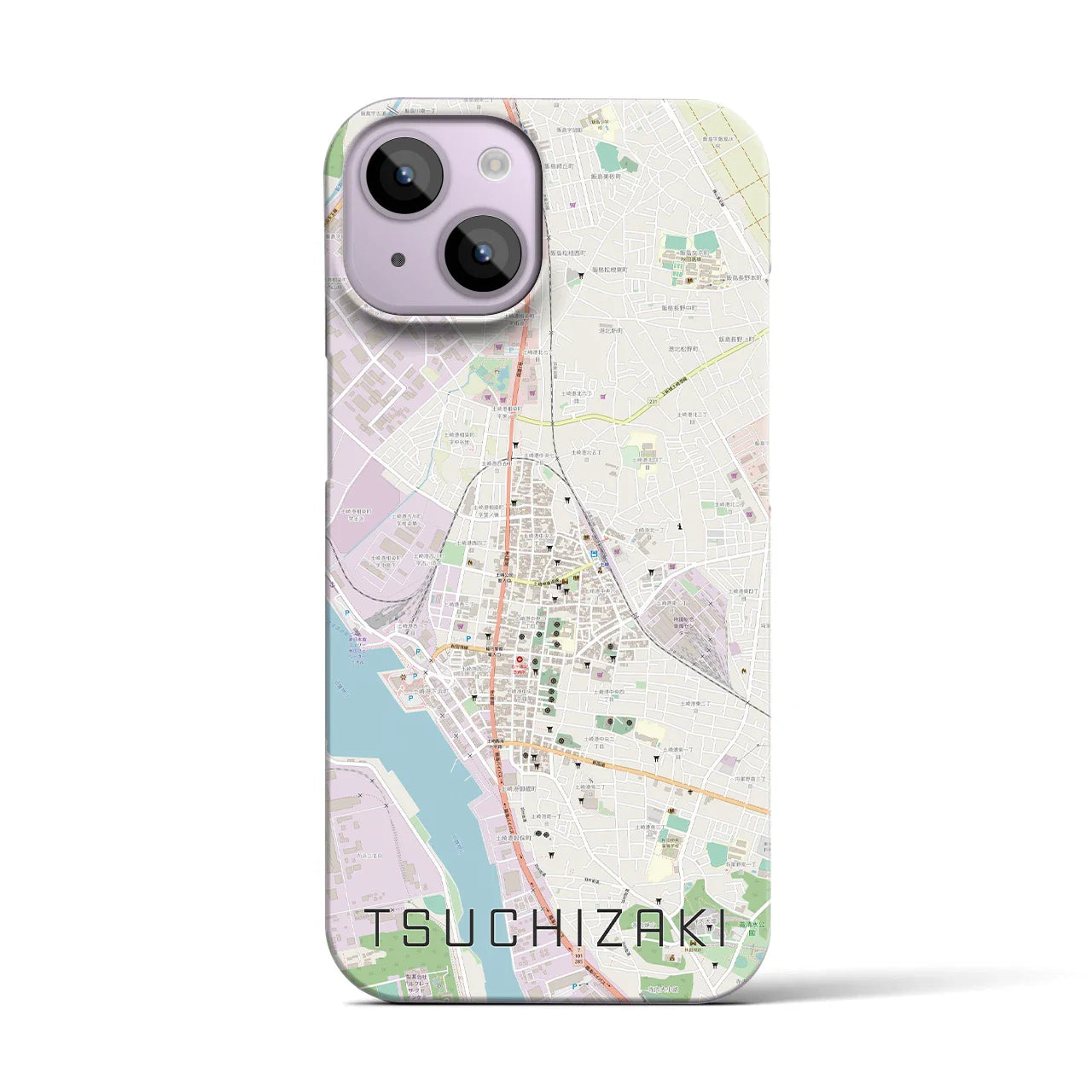 【土崎(秋田県)】地図柄iPhoneケース(バックカバータイプ)