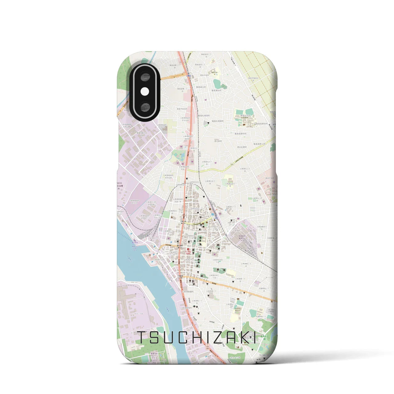 【土崎(秋田県)】地図柄iPhoneケース(バックカバータイプ)