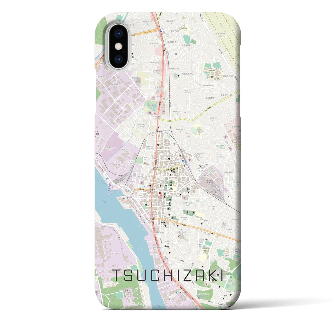 【土崎(秋田県)】地図柄iPhoneケース(バックカバータイプ)