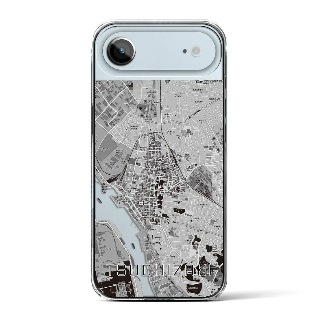 【土崎(秋田県)】地図柄iPhoneケース(クリアタイプ)モノトーン・iPhone 17 Pro Max 用