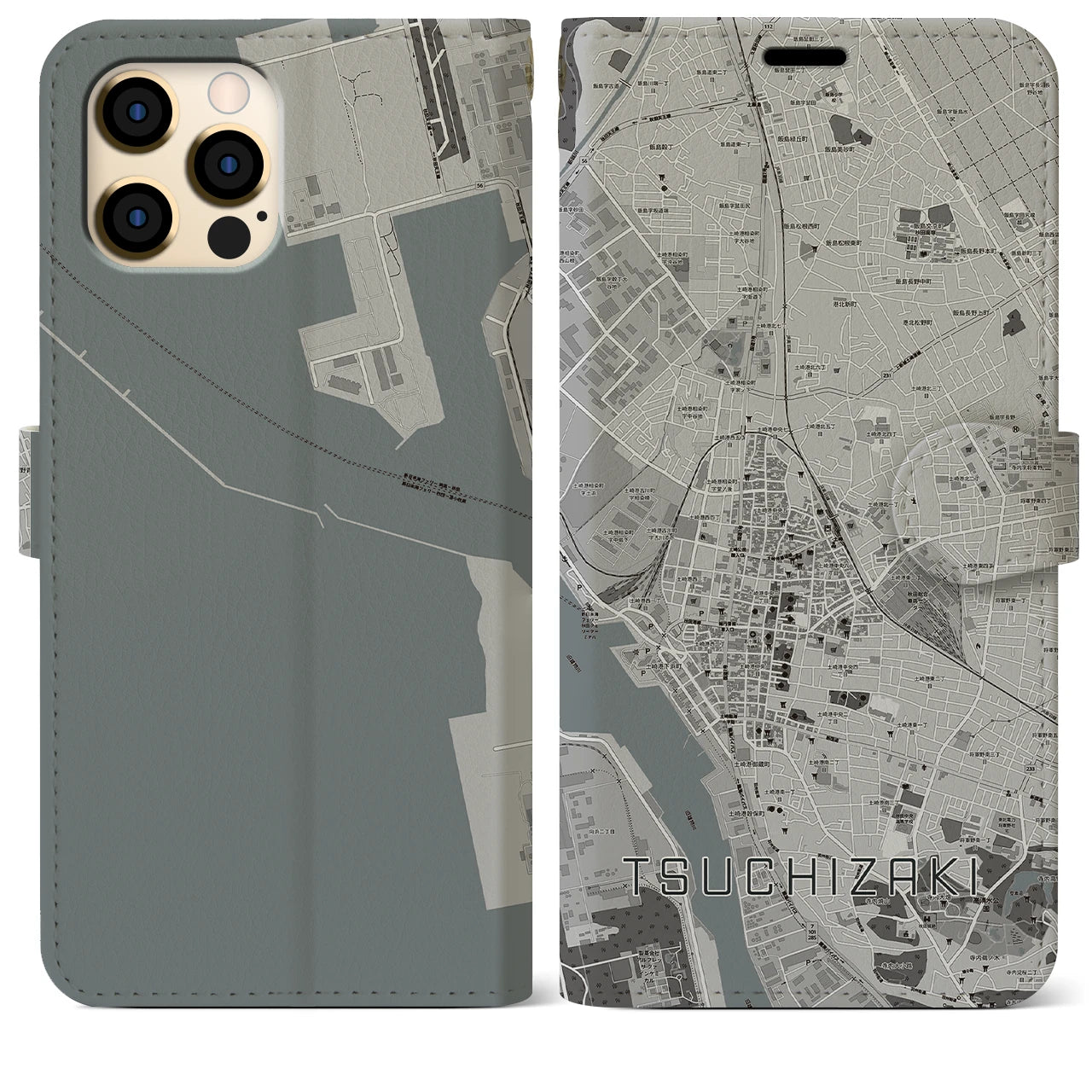 【土崎(秋田県)】地図柄iPhoneケース(手帳タイプ)