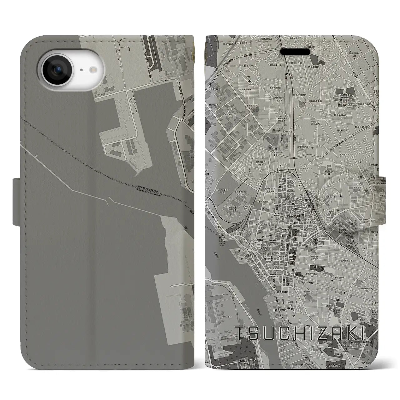 【土崎(秋田県)】地図柄iPhoneケース(手帳タイプ)