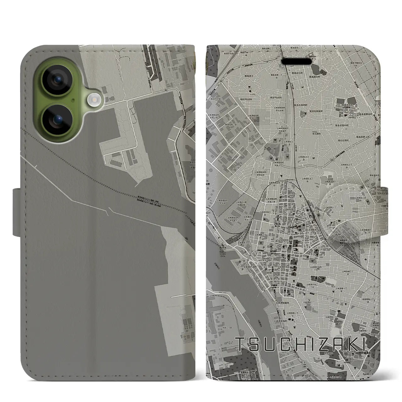 【土崎(秋田県)】地図柄iPhoneケース(手帳タイプ)