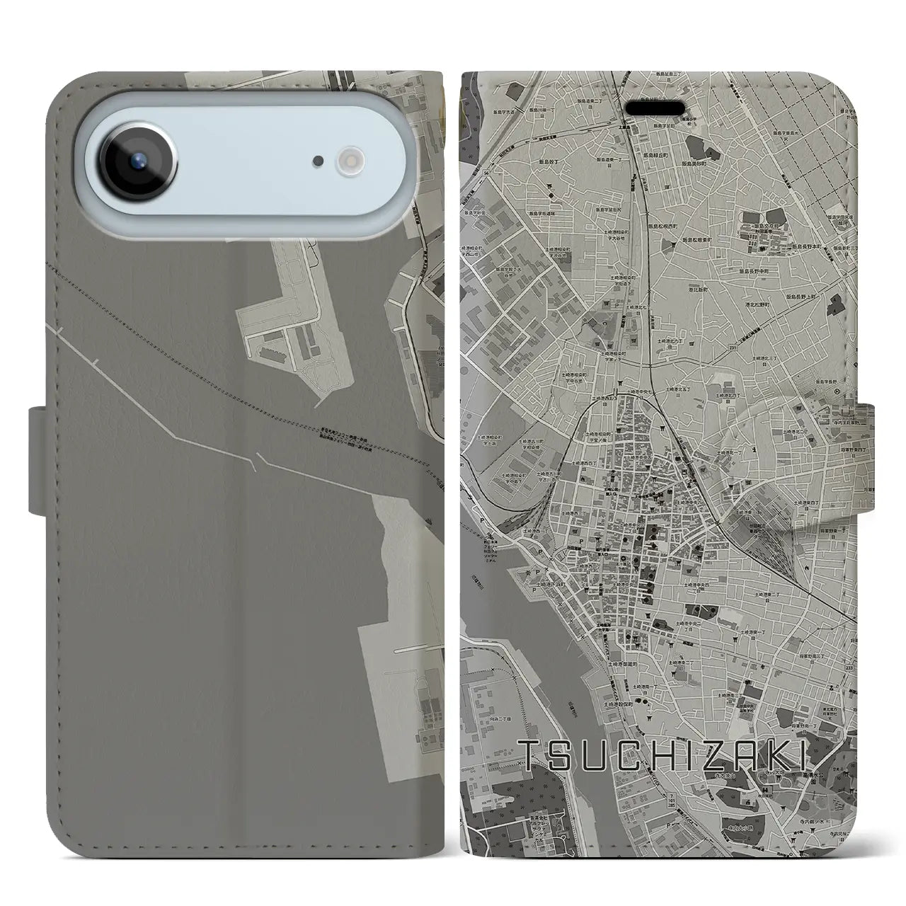 【土崎(秋田県)】地図柄iPhoneケース(手帳タイプ)