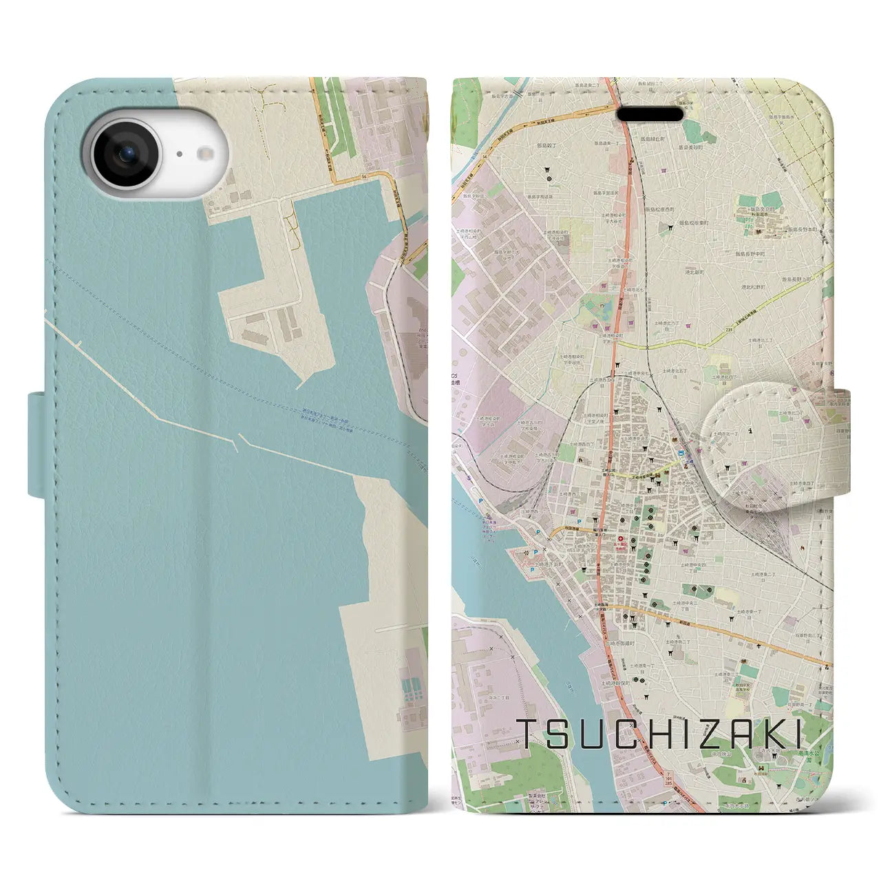 【土崎(秋田県)】地図柄iPhoneケース(手帳タイプ)