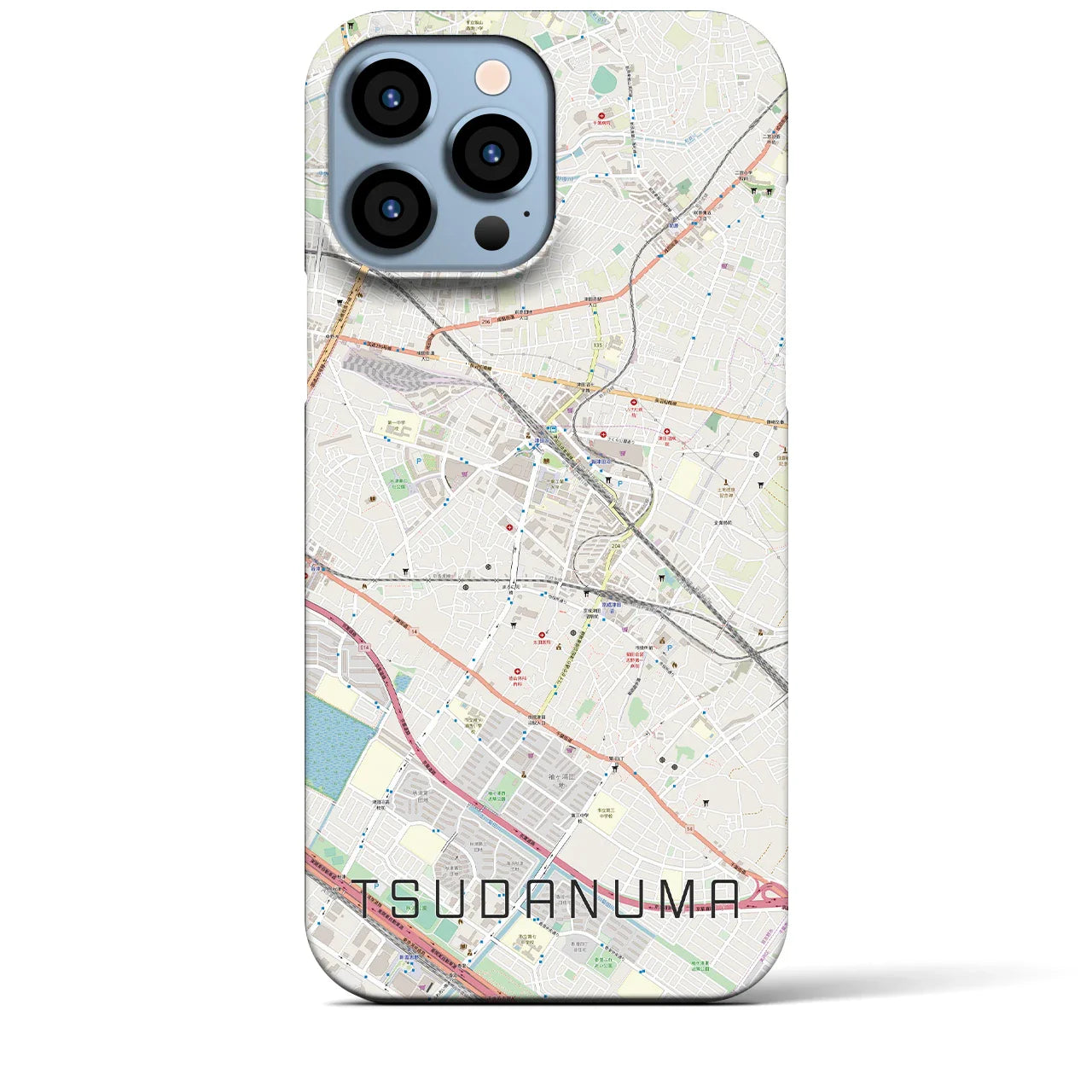 【津田沼(千葉県)】地図柄iPhoneケース(バックカバータイプ)