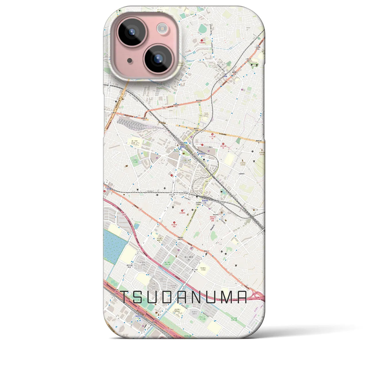 【津田沼(千葉県)】地図柄iPhoneケース(バックカバータイプ)