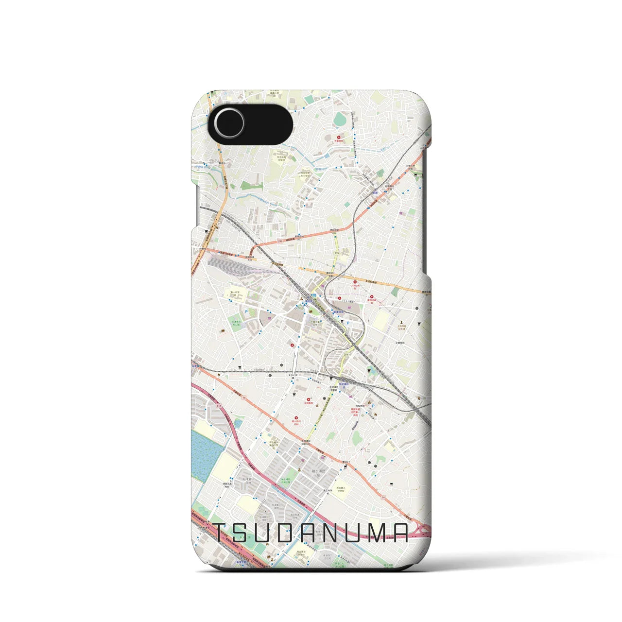 【津田沼(千葉県)】地図柄iPhoneケース(バックカバータイプ)