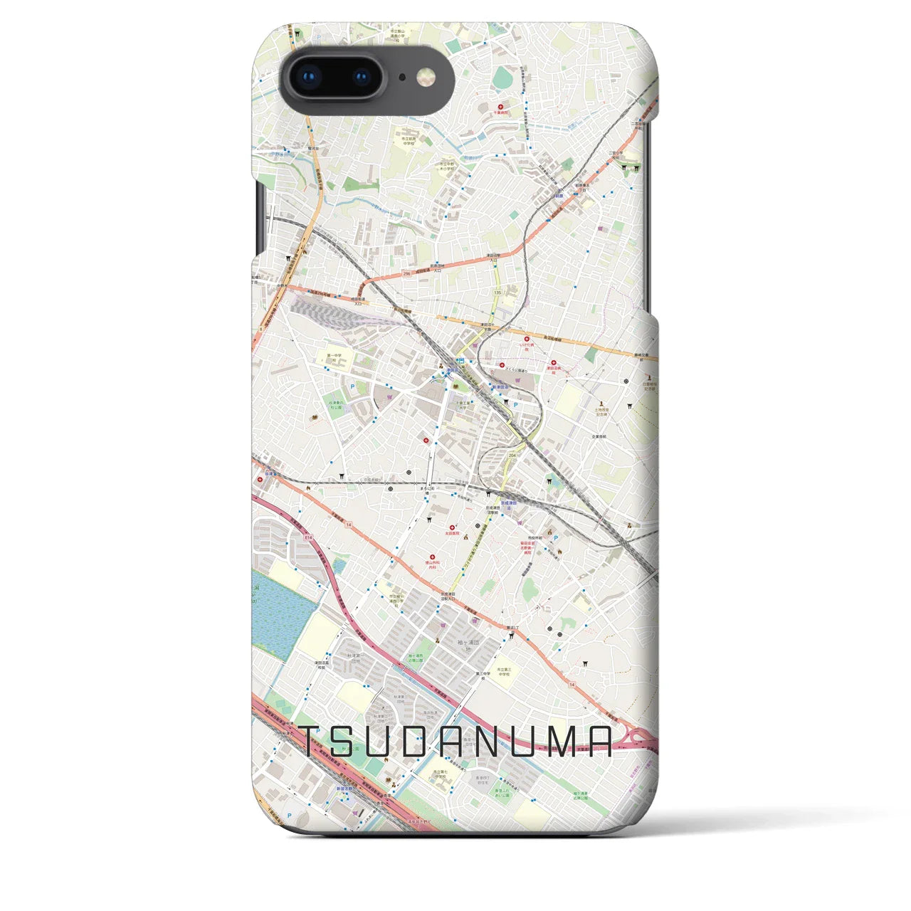 【津田沼(千葉県)】地図柄iPhoneケース(バックカバータイプ)