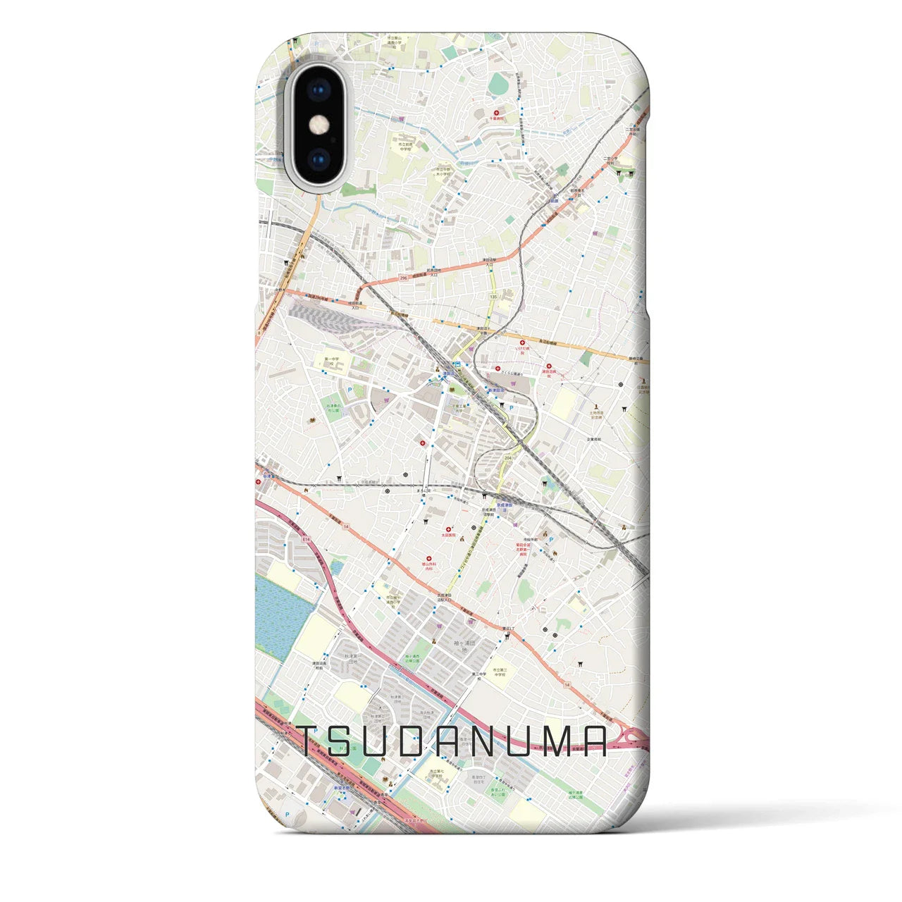 【津田沼(千葉県)】地図柄iPhoneケース(バックカバータイプ)