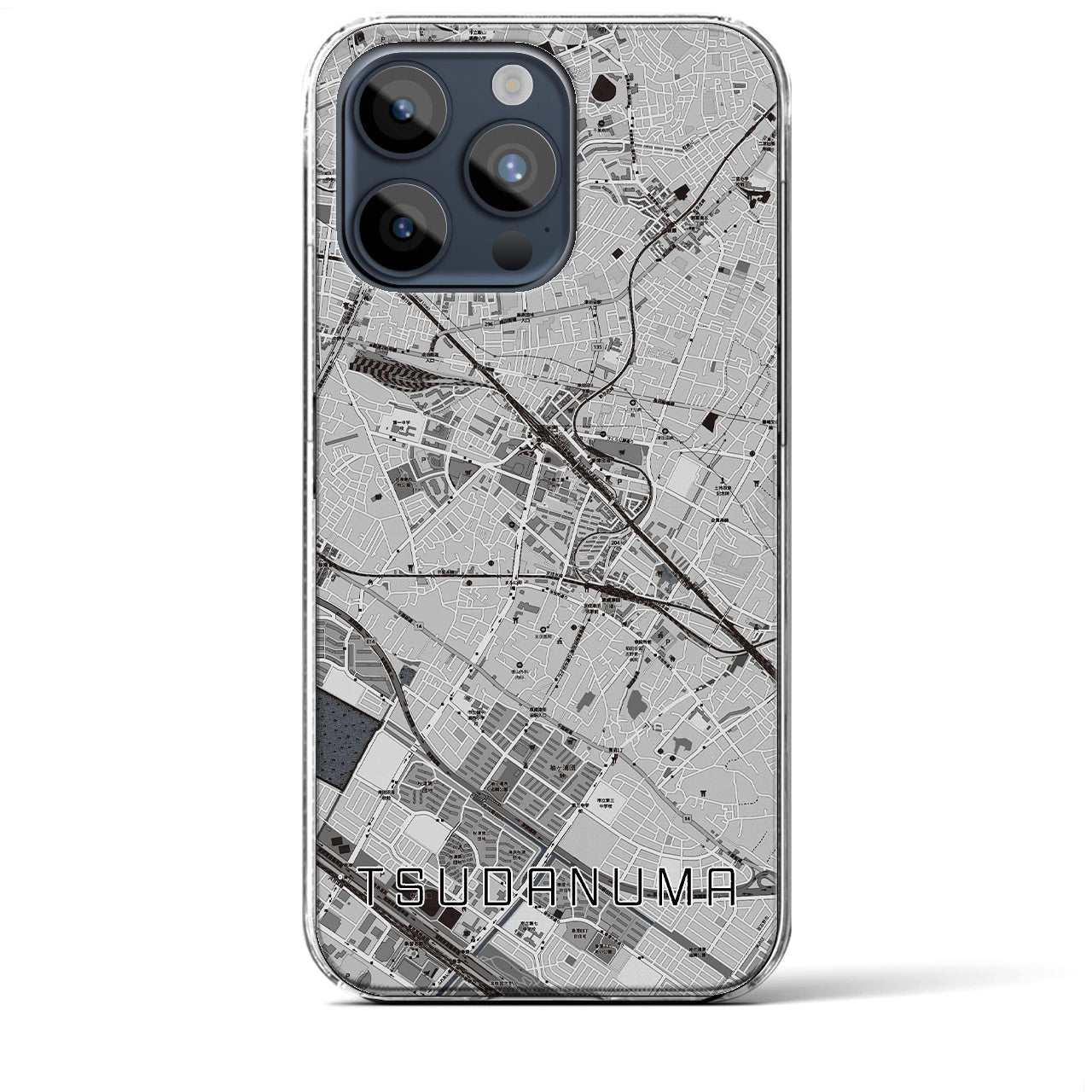 【津田沼(千葉県)】地図柄iPhoneケース(クリアタイプ)