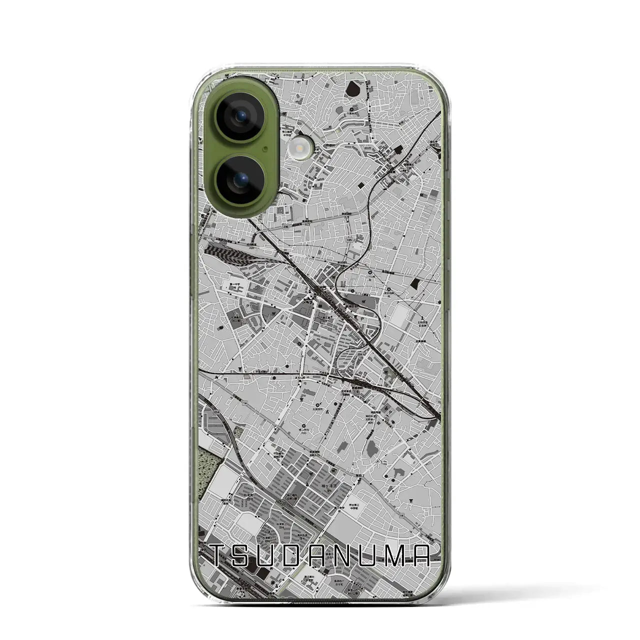 【津田沼(千葉県)】地図柄iPhoneケース(クリアタイプ)モノトーン・iPhone 17 Pro Max 用