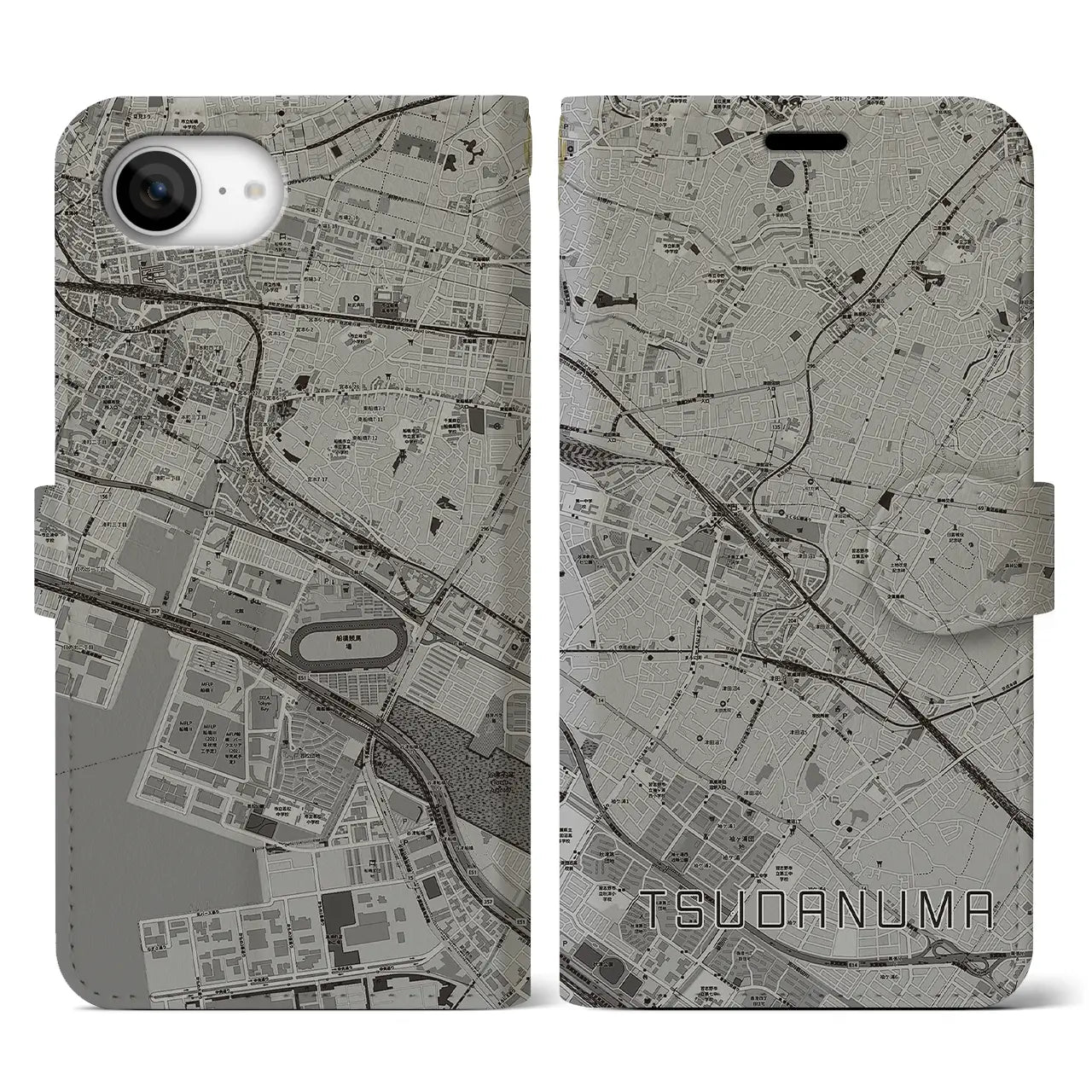 【津田沼(千葉県)】地図柄iPhoneケース(手帳タイプ)
