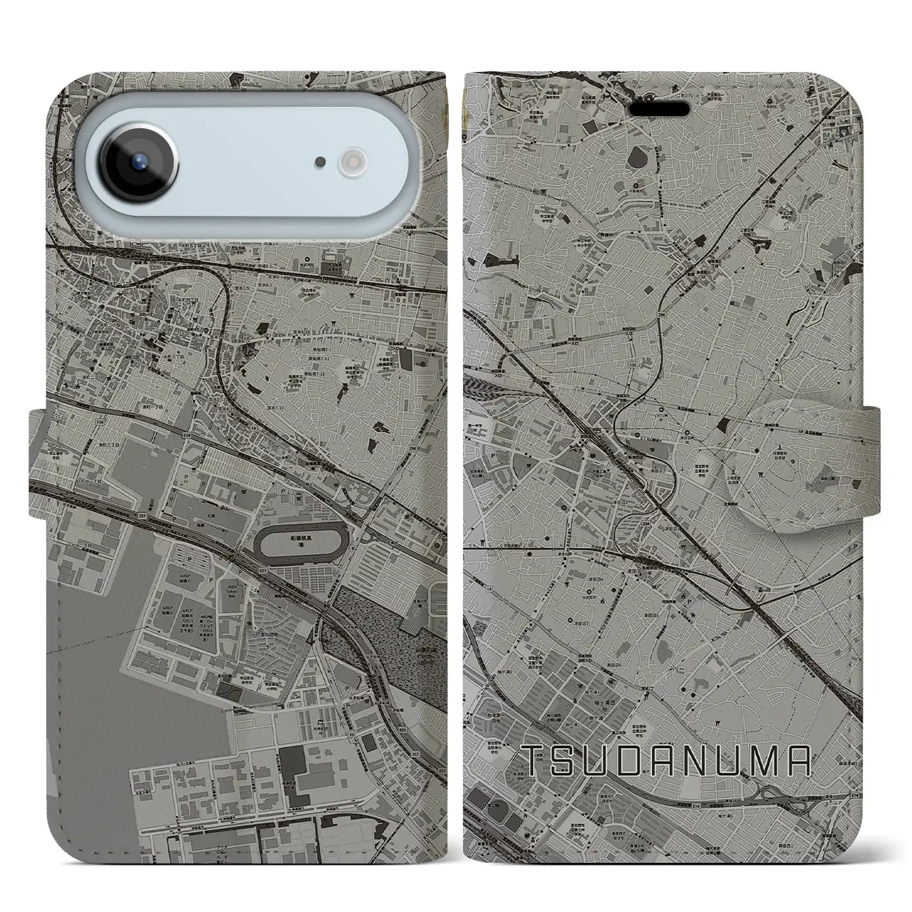 【津田沼(千葉県)】地図柄iPhoneケース(手帳タイプ)