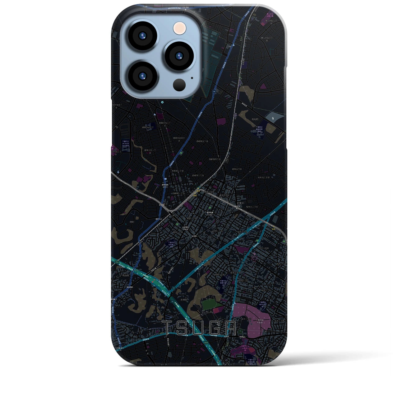 【都賀(千葉県)】地図柄iPhoneケース(バックカバータイプ)