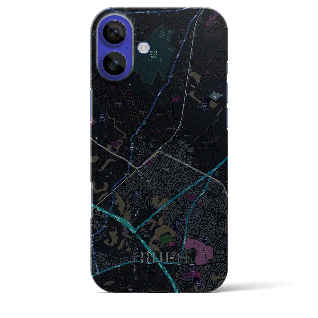 【都賀(千葉県)】地図柄iPhoneケース(バックカバータイプ)
