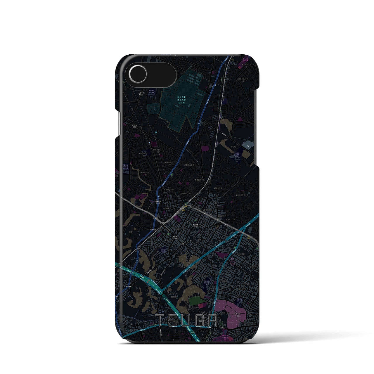 【都賀(千葉県)】地図柄iPhoneケース(バックカバータイプ)